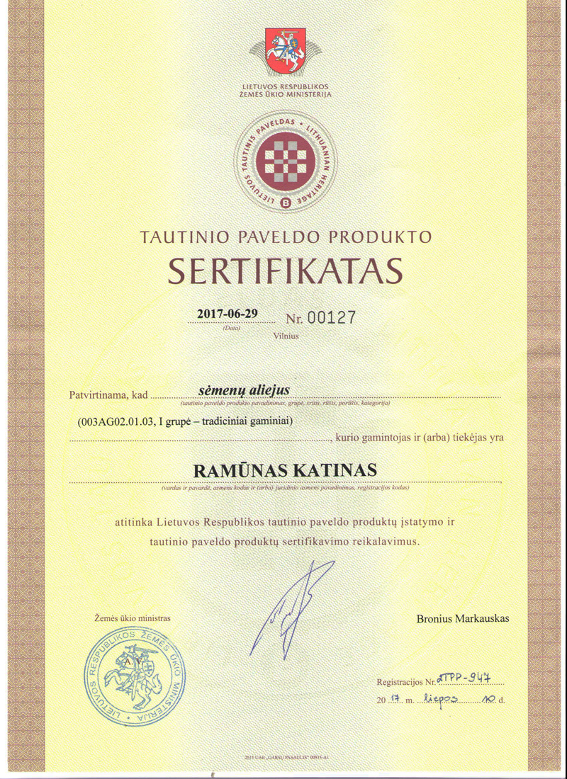 Tautinio paveldo sertifikatas